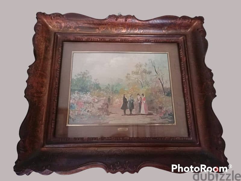 2 French oil paintings miniatures, 19th. century, signed by Ramadier 1