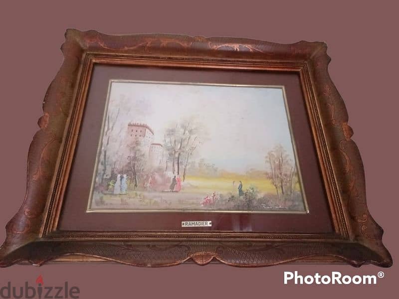 2 French oil paintings miniatures, 19th. century, signed by Ramadier 5
