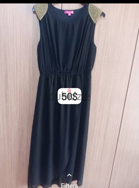 New Dress long mouslin size 38 Black & gold 3