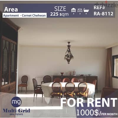 RA-8112/Apartment For Rent in Cornet Chahwan, شقة للاجار في قرنة شهوان