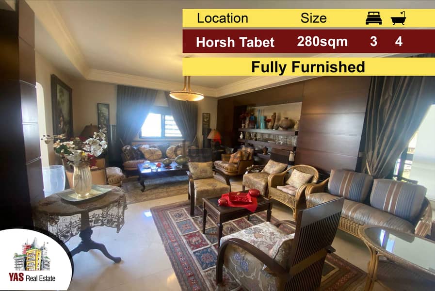 Horsh Tabet 280m2 |Spacious Flat | Mint Condition | Fully Furnished | 0