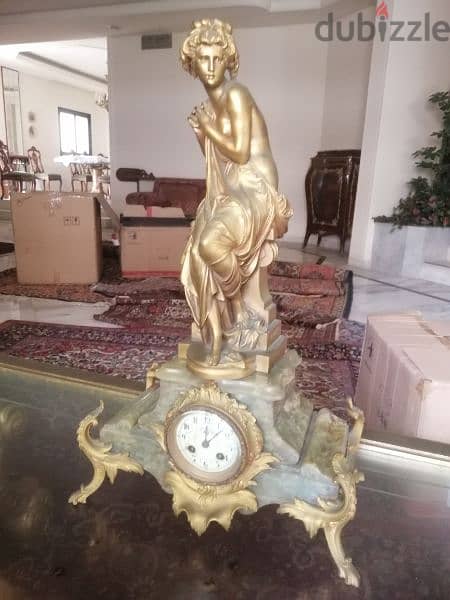 ساعة برونز فرنسي ممضية انتيك من الروائع clock antique bronze 1