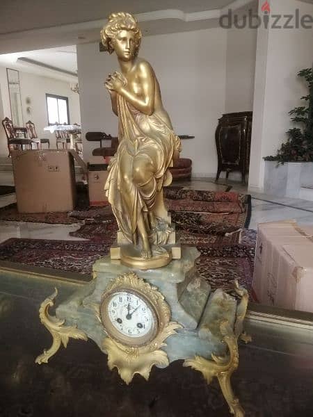 ساعة برونز فرنسي ممضية انتيك من الروائع clock antique bronze 3