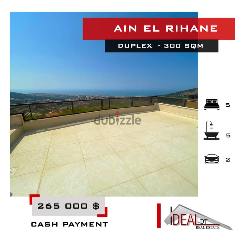 Duplex for sale in ain el rihane 300 SQM REF#KZ326 0