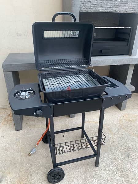 charcoal barbecue grill with side burner 1