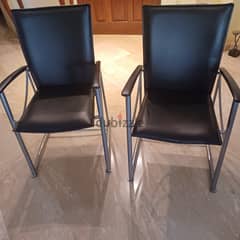 Leather Chairs with silver chrome 0