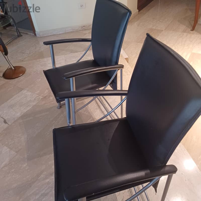 Leather Chairs with silver chrome 1