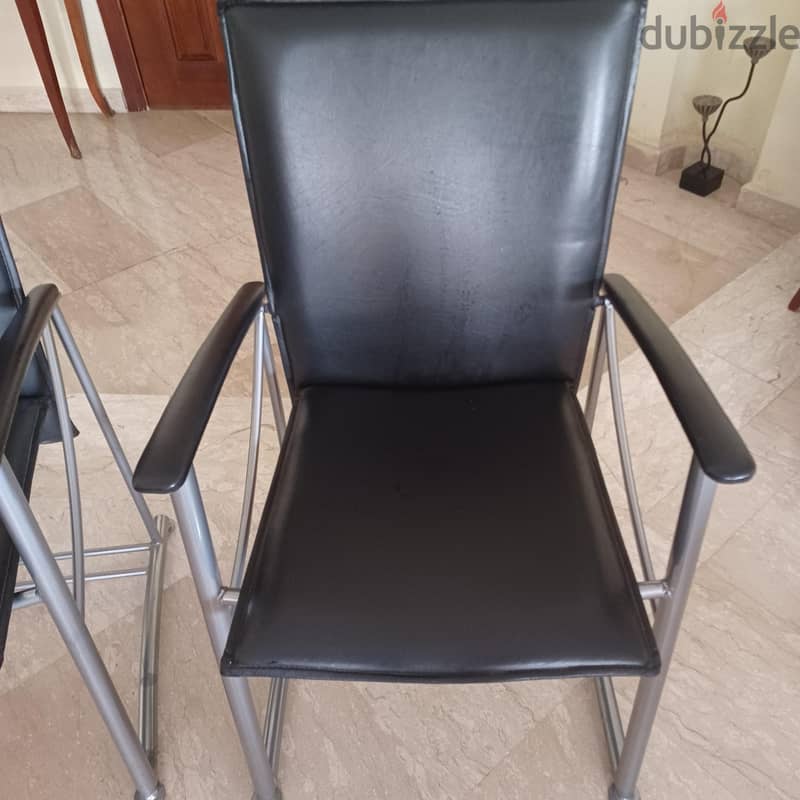 Leather Chairs with silver chrome 4