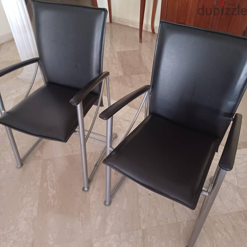Leather Chairs with silver chrome 5