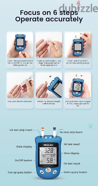 2in1 Glucometre Blood glucose and urinemeter uric acid 6