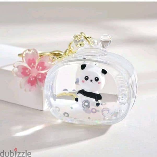 panda sparkly glitter keychain 1