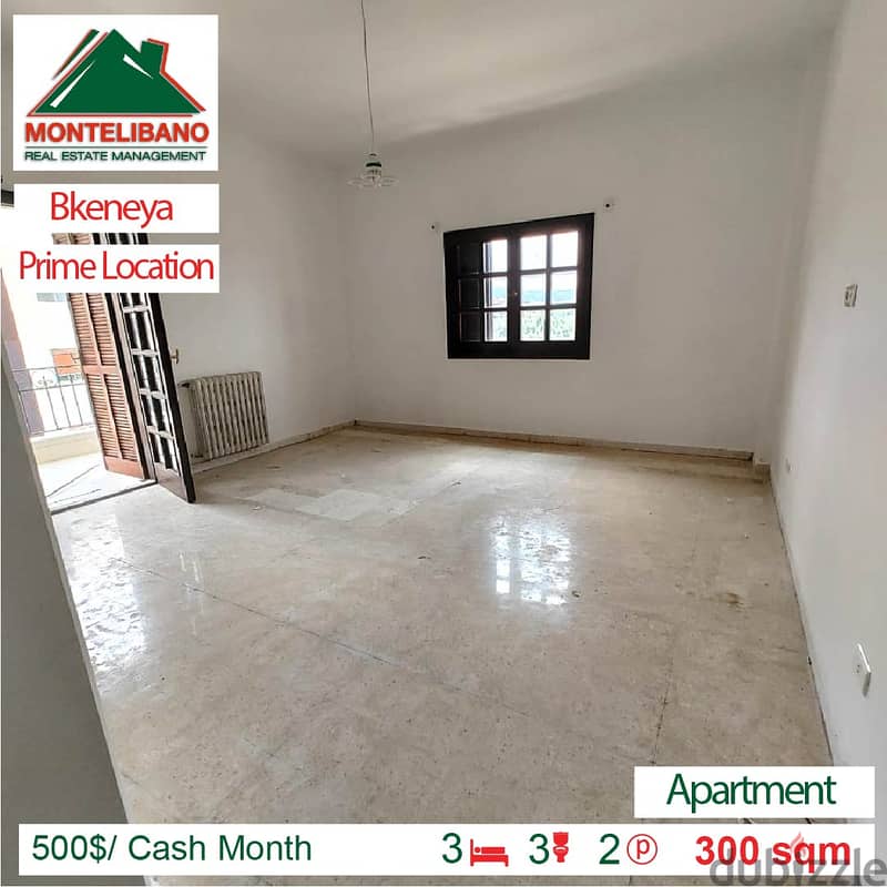 500$/Cash Month!!! Apartment for rent in Bkeneya!!! 2