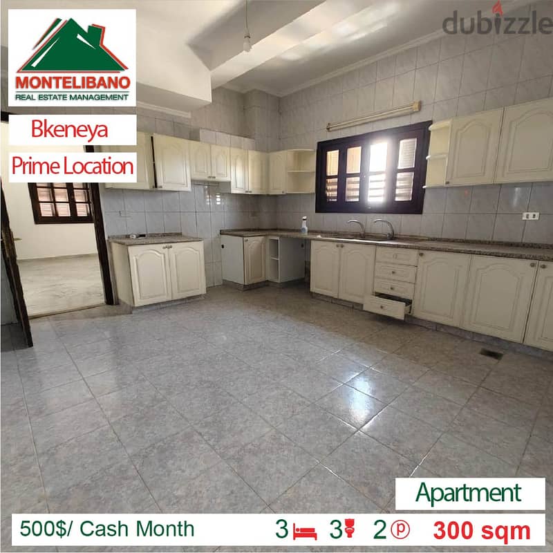 500$/Cash Month!!! Apartment for rent in Bkeneya!!! 3