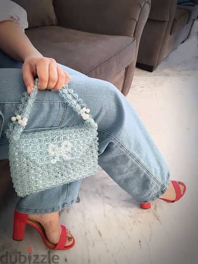 christmas gift handmade aqua barbie collection beaded bag