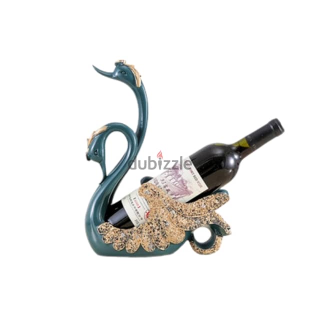 Couple Swan Wine Rack in Elegant Blue and Gold 3