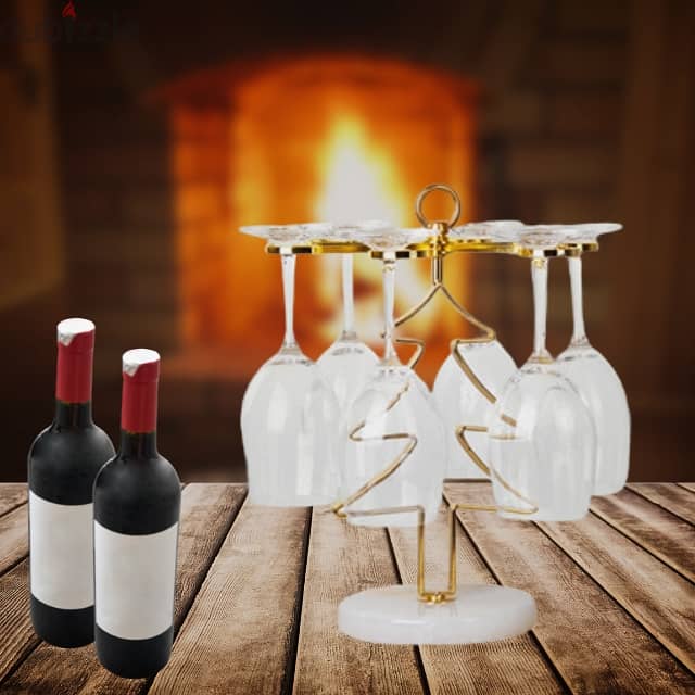 Christmas Tree Wine Glass Holder, Gold, 6 Glasses 1