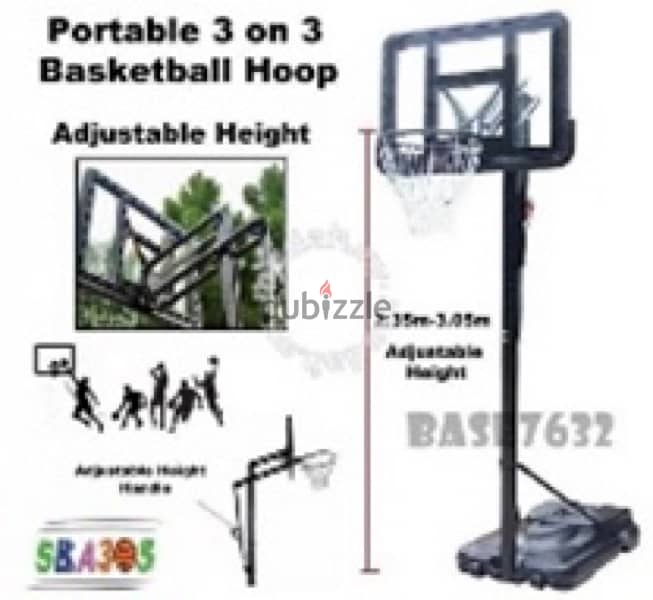 Adjustable hoop basketball 3.05 cm 3