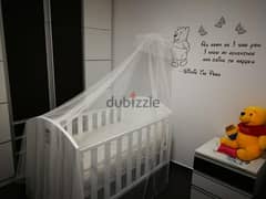 Wooden baby crib + Wooden Extension