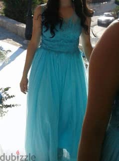 Evening Blue Dress Bridesmaid's فستان سهرة إشبينة