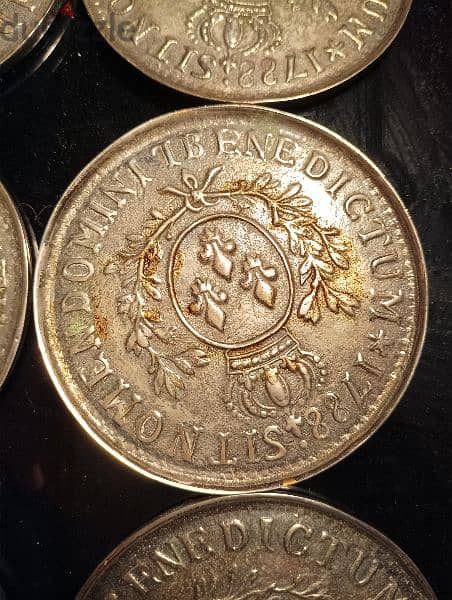 vintage 1788 sit nomen domini benedictum coin coaster set 1