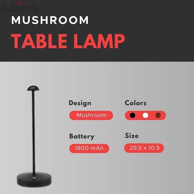 Mushroom Table Lamp in White, Black and Coffee 2
