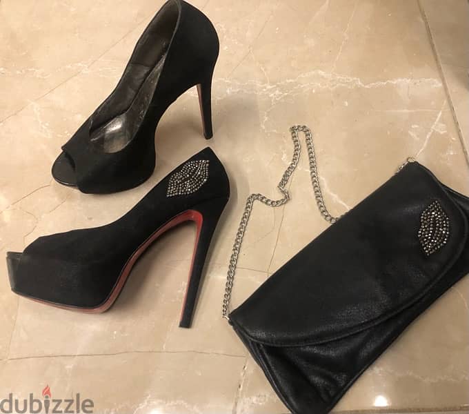 set for 10$ (black shoes with handbag) 2