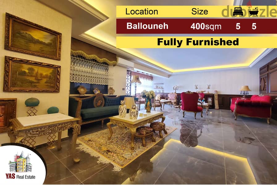 Ballouneh 400m2 | Fully Furnished | Designer’s Signature | 0