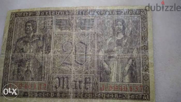 German WW1 20 Mark Reich Banknote year 1918 1