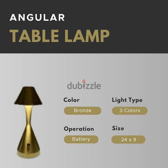 Angular Table Lamp in Bronze - Rechargeable Lighting 2
