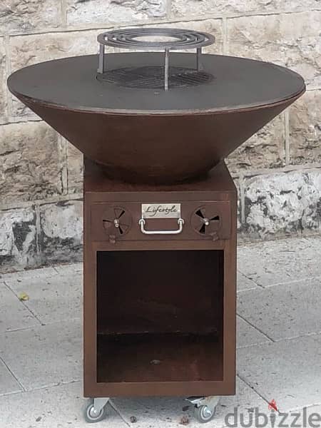 corten steel firepit with grill موقدة منقل 1