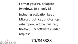 FORMAT WINDOWS 10 ONLY 15 $ 0
