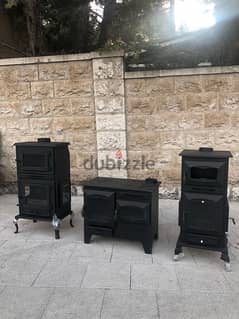 cast iron stove with oven and fan وجاق فونت حطب مع مروحة