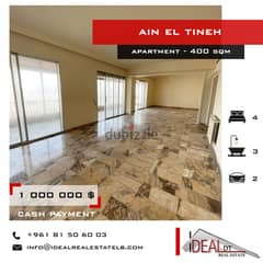 Apartment for sale in ain el tineh 400 SQM REF#KJ94043 0