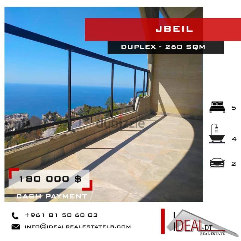 Duplex for sale in jbeil 260 SQM 180 000$ REF#JH17231 0