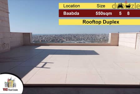 Baabda 550m2 + 45m2 terrace | Rooftop Duplex | Prime Location |