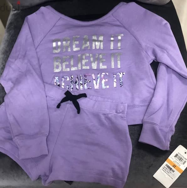 set for kids girl 3 years, top with short, purple color 3