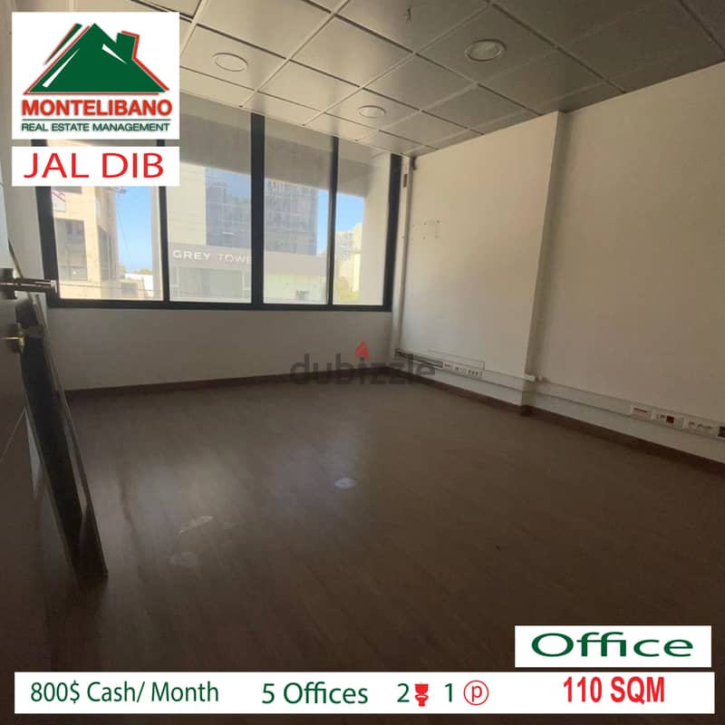 800$ per month!!! Office for rent in JAL EL DIB!!! 4