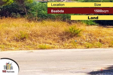 Baabda 1500m2 | Land | 20/40 | Classy Area | Prime Location |