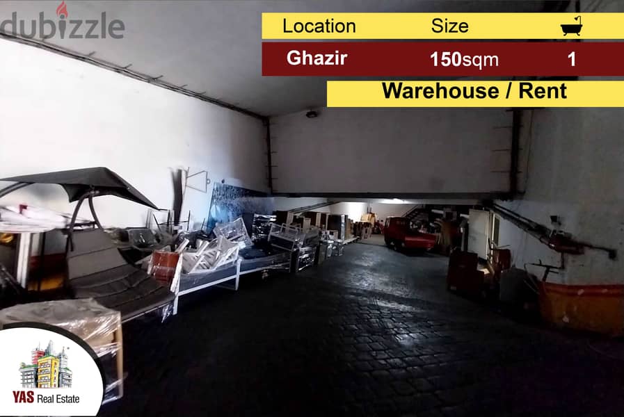Ghazir 450m2 | warehouse | Highway | For Rent | Good Condition | IV | 0