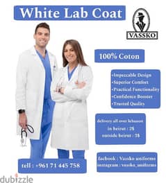 white lab coat   best quality contact us on 71 516 274