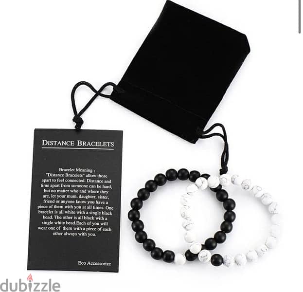Bracelets 2 Pcs White Black Satone 4