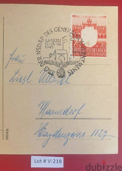 Germany Nazi 1943 Lot# V-218 "Rare" posted cover 2