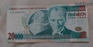 Turkey 20 million lira banknote memorial for Ataturk