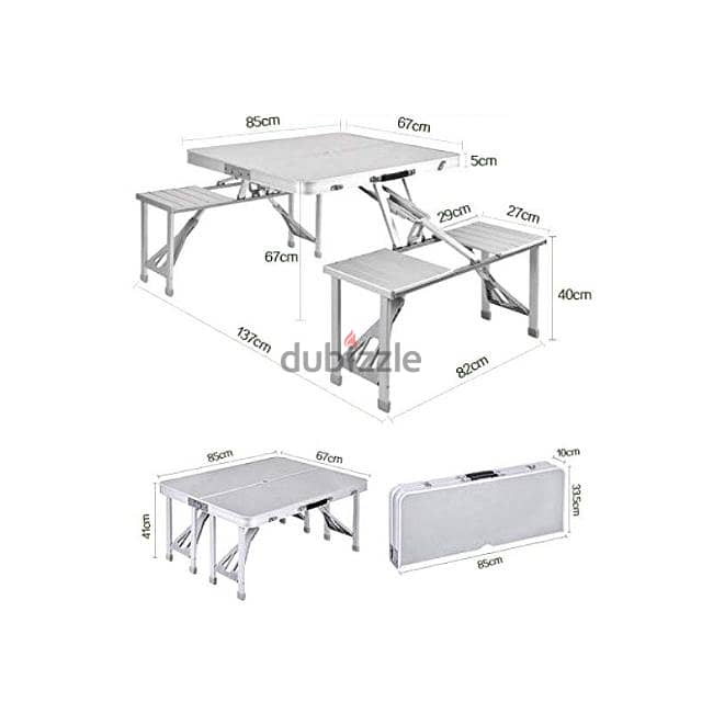 Briefcase Picnic Table, Foldable with 4 Seats 4