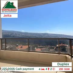 225,000$ Cash payment!! Duplex  for sale in Jeita!! 0