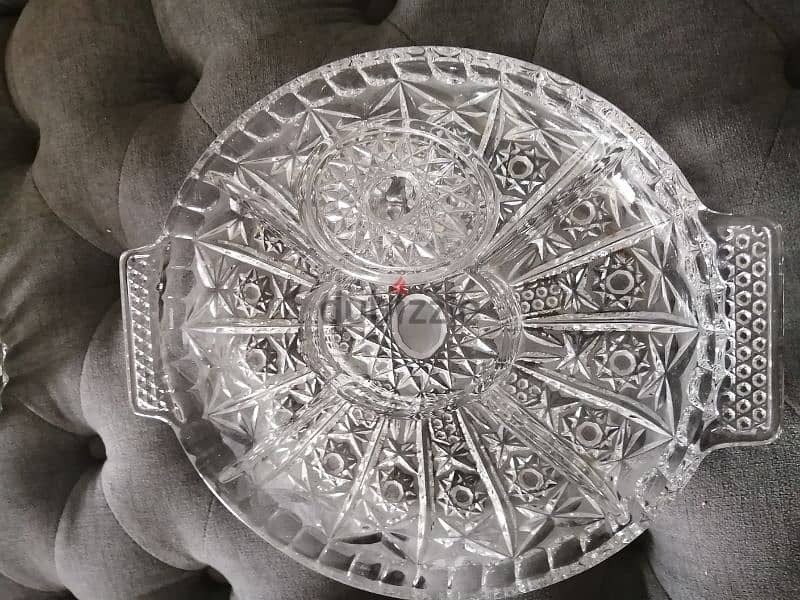 crystal hand cut chees/appetizer plate 3