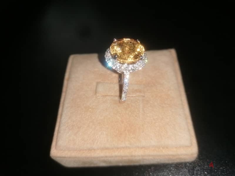 Special Natural Citrine and Diamond ring 4