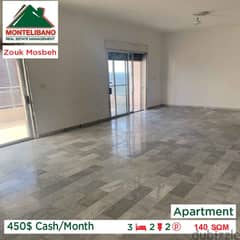450$Cash/Month!!Apartment for sale in Zouk mosbeh!!