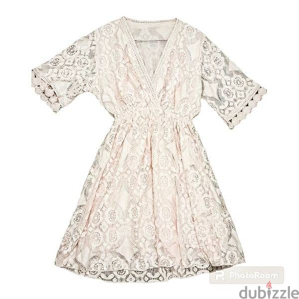 Lace Flared Dress Baby Rose 1