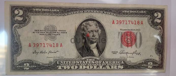 USA two dollars Banknote 1953